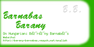 barnabas barany business card